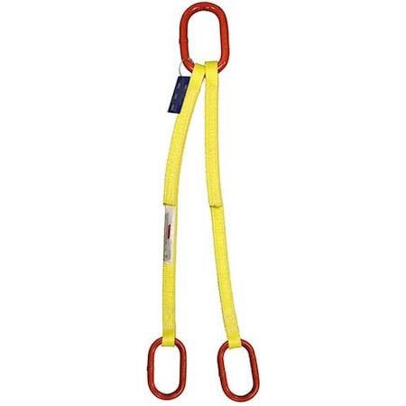 Hsi Two Leg Nylon Bridle Slng, One Ply, 1in Web W, 15ft L, Oblong Master Link to Oblong, 3,200lb DOO-EE1-801-15